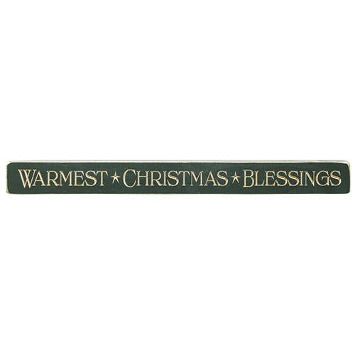 Warmest Christmas Blessings 18" Engraved Block Sign