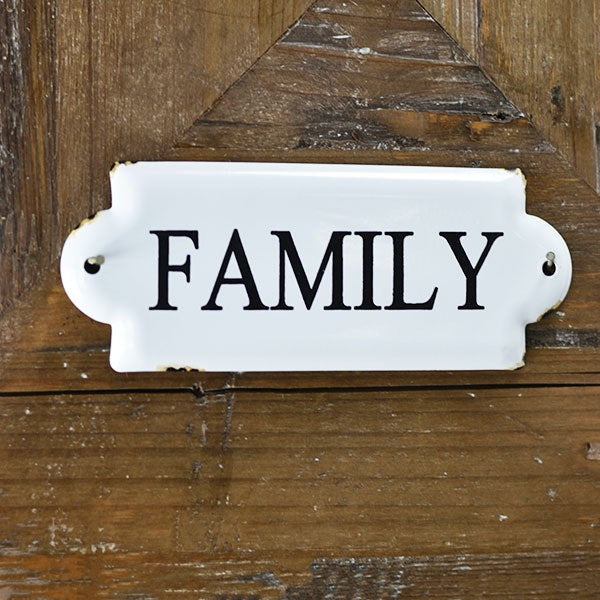 💙 FAMILY White and Black 7" Metal Sign