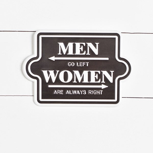 Men Go Left Women Are Always Right Tin Sign