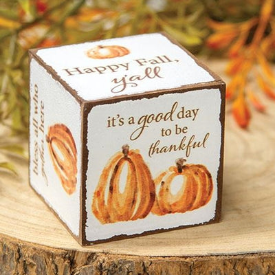 Count Your Blessings Pumpkin 4" Six-Sided Block
