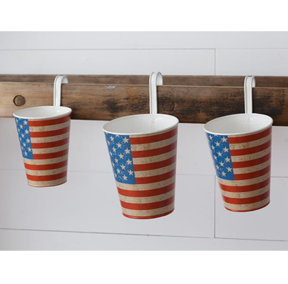 Set of 3 American Flag Hanging Planters