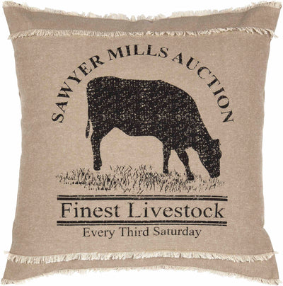 Sawyer Mill Charcoal Cow 18" Throw Pillow