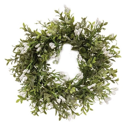 Luxberry White Flowers 12" Faux Floral Small Wreath