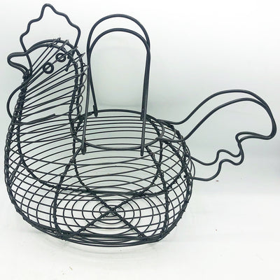 💙 Farmhouse Chicken Shaped Black Wire Basket