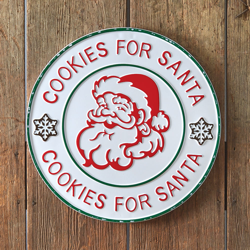 Surprise Me Sale 🤭 Cookies for Santa 18" Metal Distressed Christmas Wall Sign