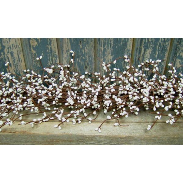 Snow White Pip Berries 4 ft Faux Garland