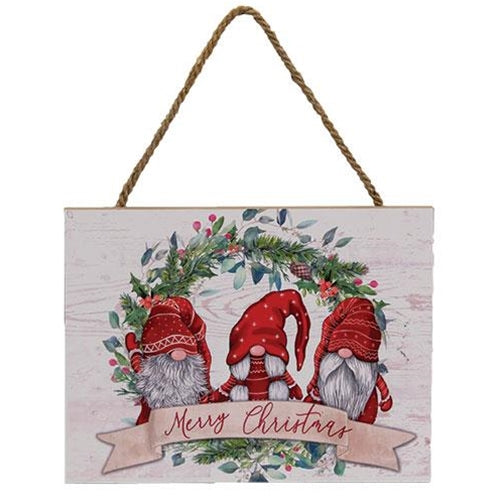 Set of 2 Christmas Gnome Wooden Signs
