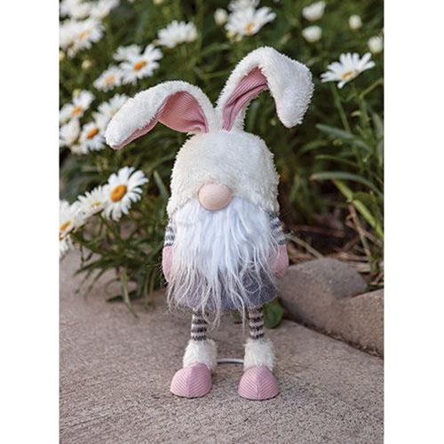 Striped Bunny Wobble Gnome with Long Legs