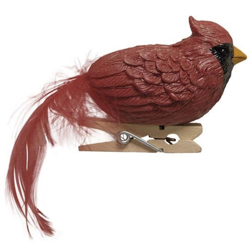 💙 Cardinal with Feather Tail Clip Ornament