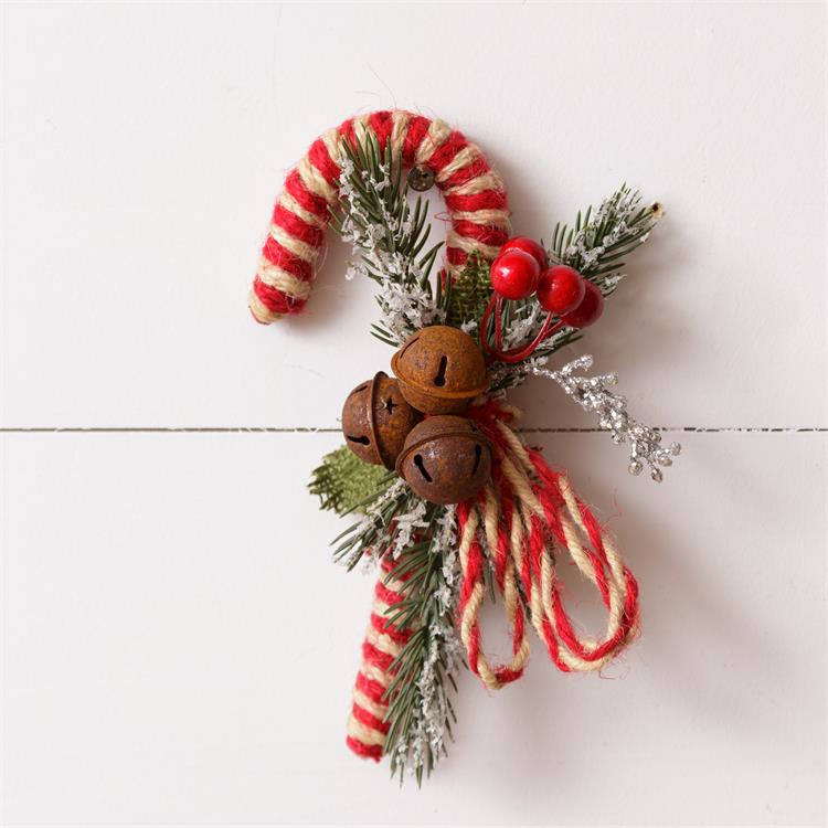 💙 Candy Cane Rusty Bells and Berries Decoration