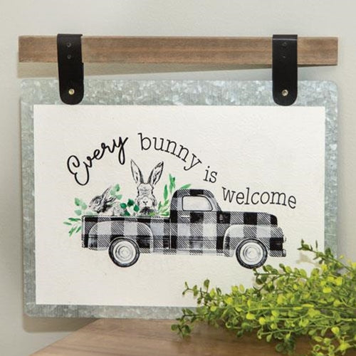 💙 Every Bunny Is Welcome Bunny & Truck Plaque