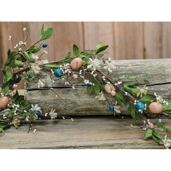 💙 Rustic Easter Eggs and Blooms 4 ft Faux Garland