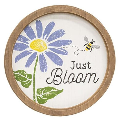Just Bloom Daisy and Bee 11" Circle Framed Sign
