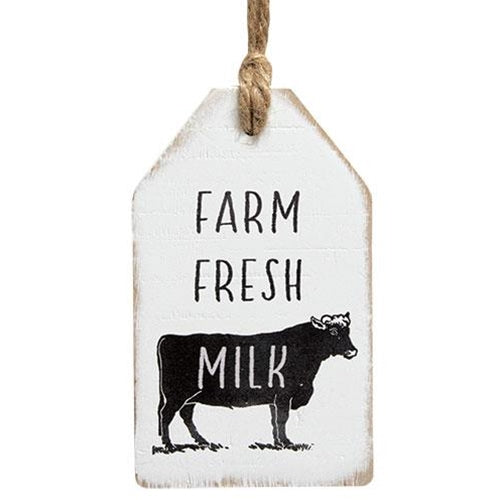 Farm Fresh Milk Cow Wood Tag