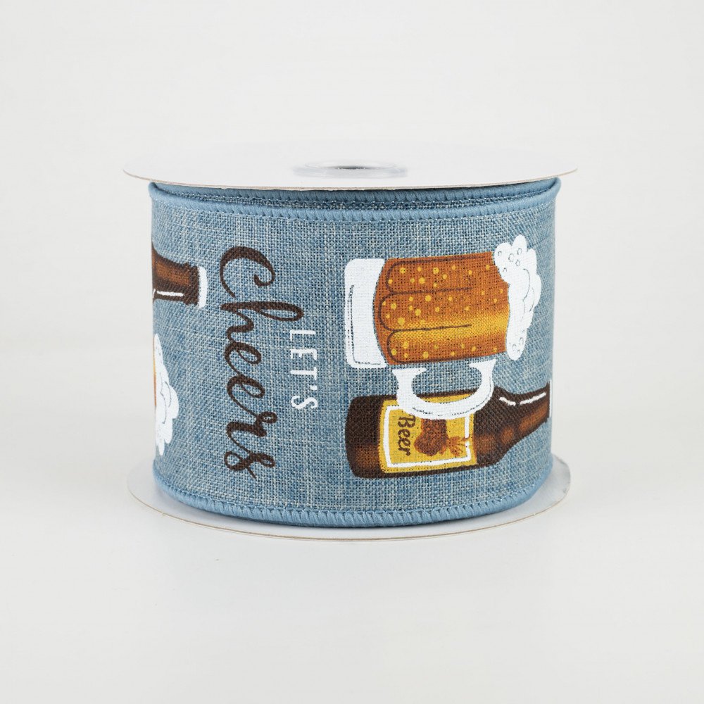 Let's Cheers With Beers - Faded Denim Ribbon 2.5" x 10 yards