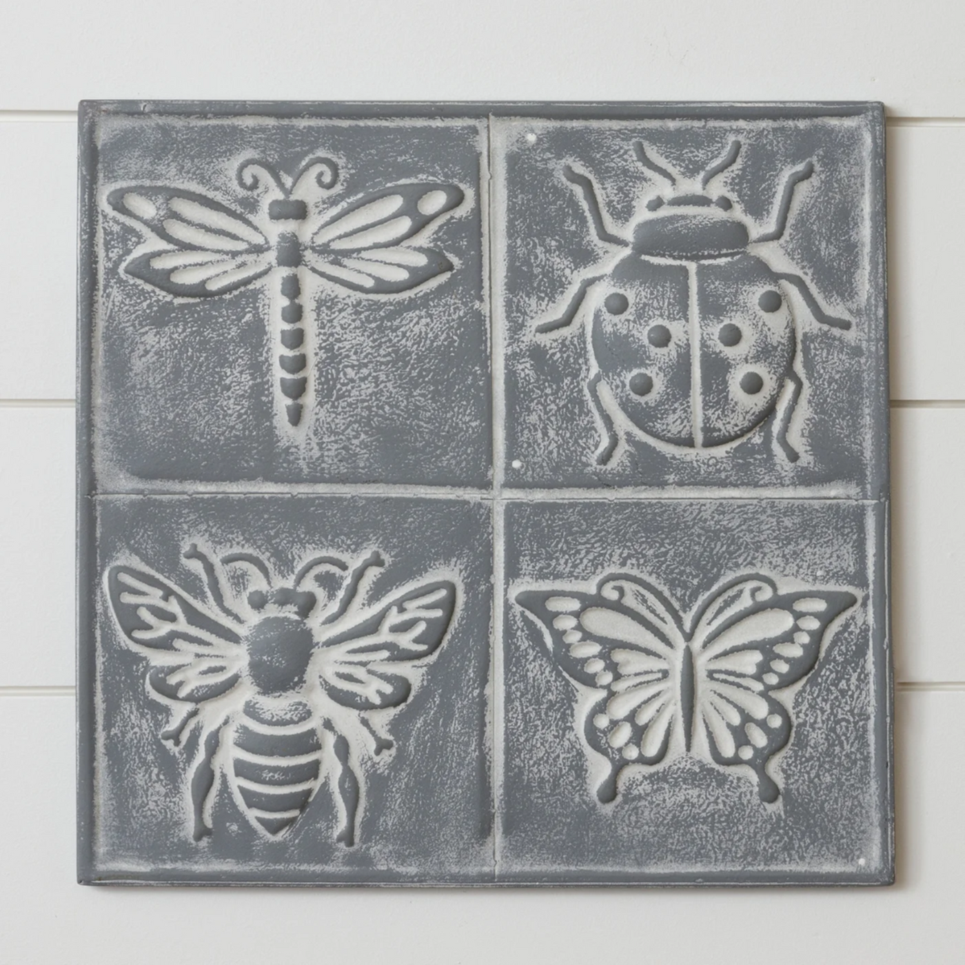 Embossed Insects Distressed Metal Wall Decor 12"