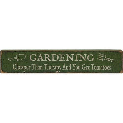 Gardening Cheaper Than Therapy - 18" Distressed Wooden Sign