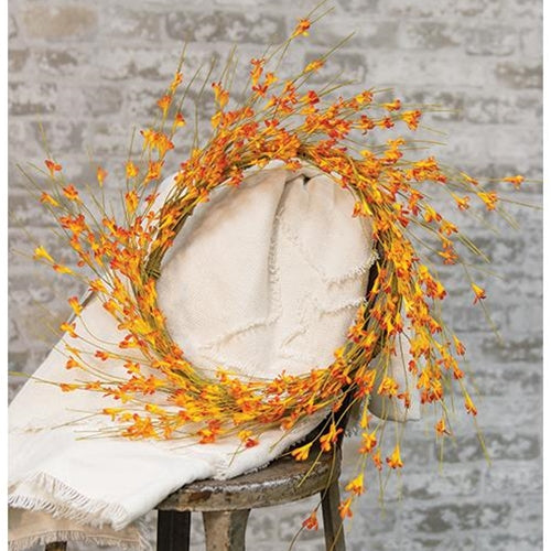 Wispy Orange Buds 22" Flower Wreath