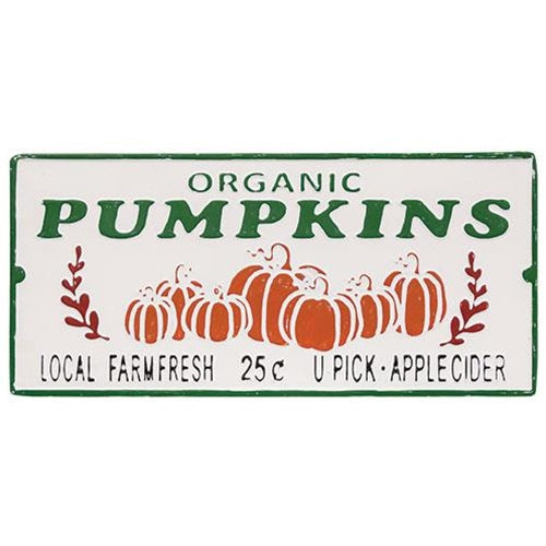 💙 Organic Pumpkins Distressed Metal Sign