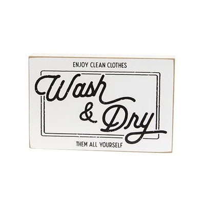 Set of 3 Laundry Block Signs Drop Your Pants Here Wash & Dry