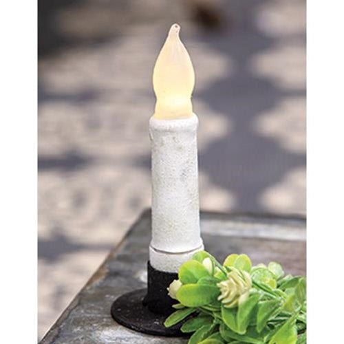 💙 White Cement Look Timer 4" Taper Candle