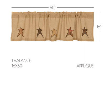Stratton Burlap Applique Star Valance 16" x 60"