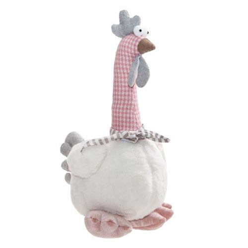 Gingham Long Neck Spring Chicken Plush Figure
