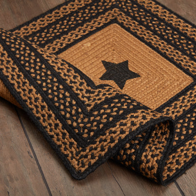 Farmhouse Jute Rug Rectangle Stencil Stars with Pad