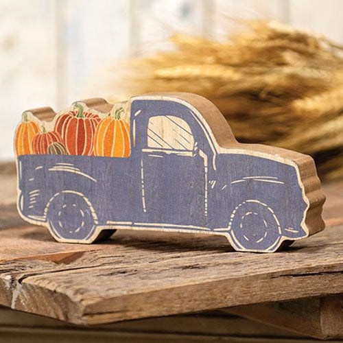 Chunky Blue Pumpkin Truck Shelf Sitter