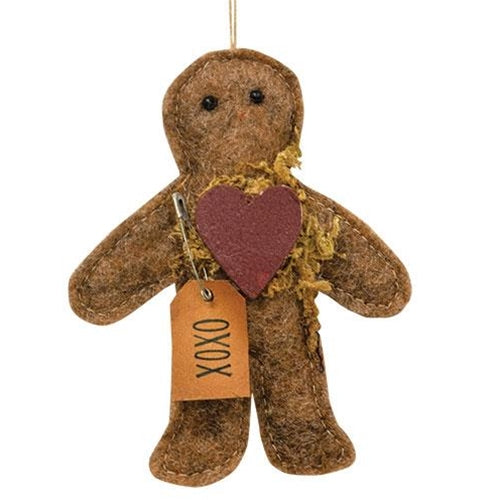 Gingerbread Man XOXO Felt Ornament