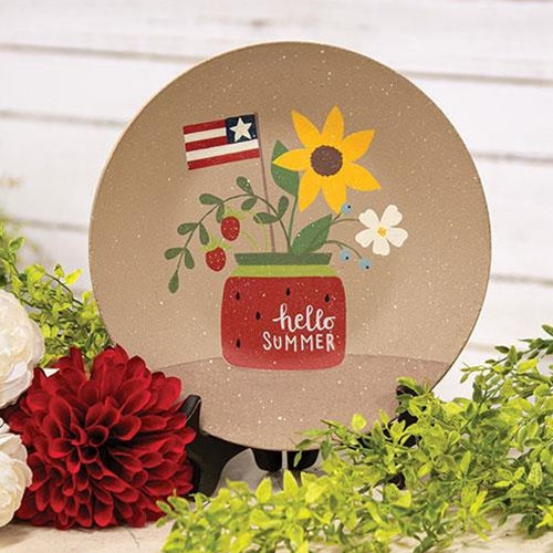 #124 🌼 GARDEN SHOPPING PARTY 🪴 Hello Summer Watermelon and Flag Decorative Plate