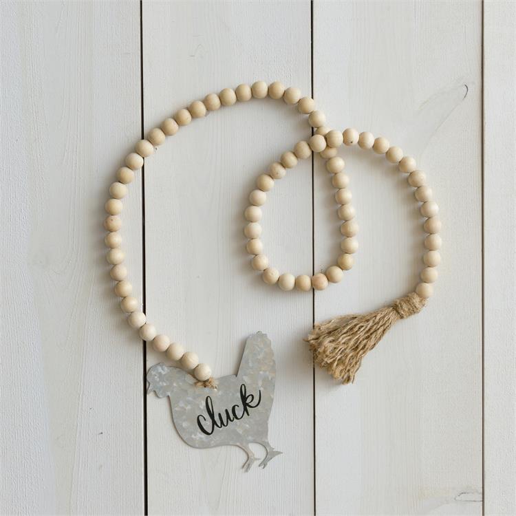 Chicken "Cluck" Ornament on Farmhouse Beads