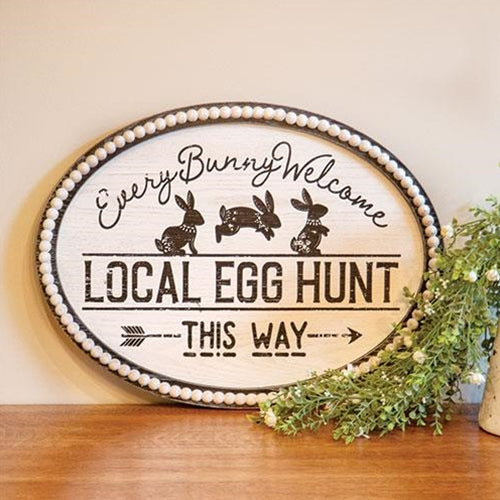 Local Egg Hunt This Way Beaded Sign
