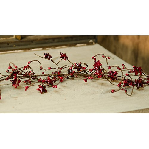 💙 Americana Red Star And Berries 4 Feet Long Garland