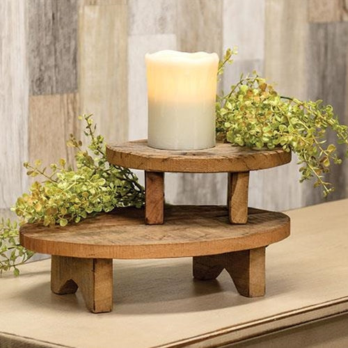 Set of 2 Reclaimed Wooden Display Risers