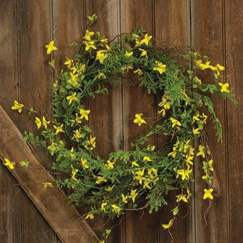 Spring Forsythia and Greens Wreath 22"