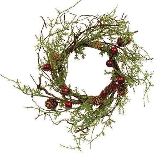 💙 Red Berry & Cypress 8" Evergreen Faux Small Wreath