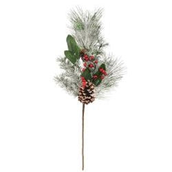 Snowy Long Needle Pine & Berry 27" Faux Spray