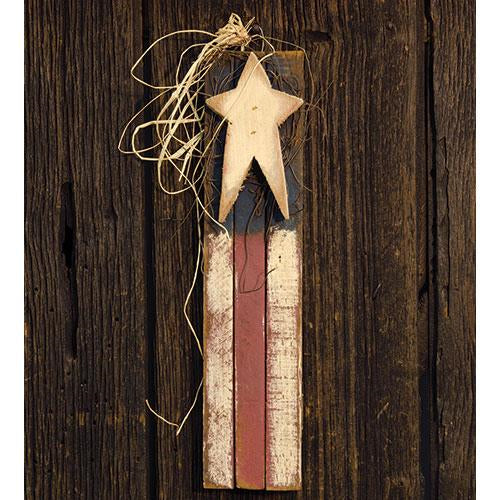 Rustic Vertical Lath Americana Primitive Flag 18" H