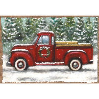 Set of 24 Red Truck in Snowy Forest Paper Placemat Pad