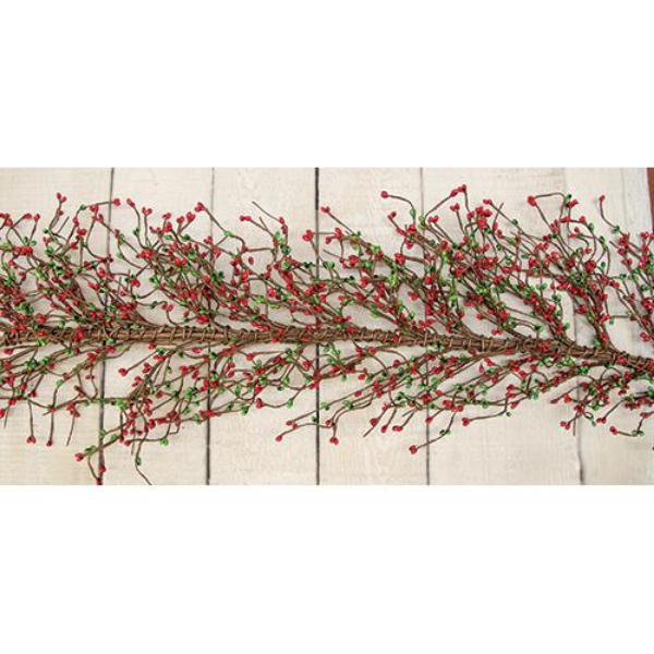 Red and Green Holiday Pip Berries 4 ft Faux Garland