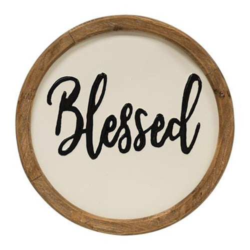 💙 Blessed Script Round 12" Framed Sign