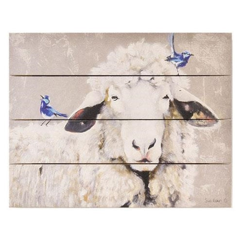 Days Like These Sheep and Blue Birds Pallet Art