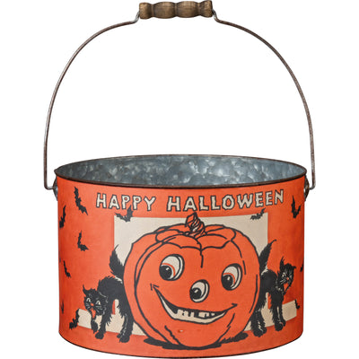 Set of 3 Retro Halloween Jack and Cat Bucket Set