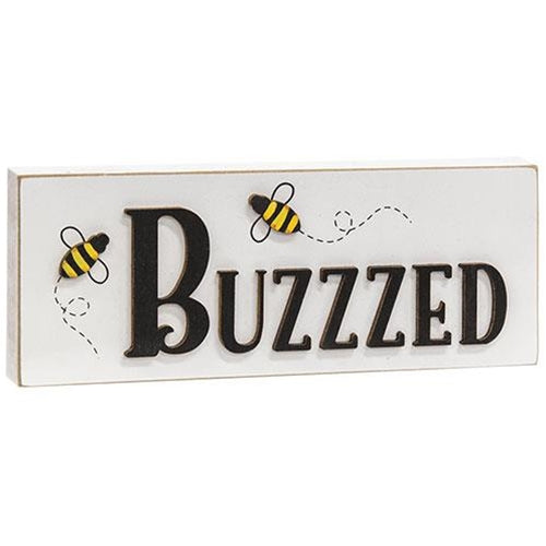 Buzzzed Bees 7.75" Wooden Block Sign