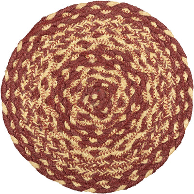 Burgundy Tan Jute Trivet 8''