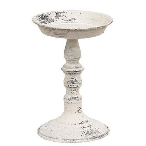 💙 Cottage Chic White Distressed 8.75" H Pillar Holder