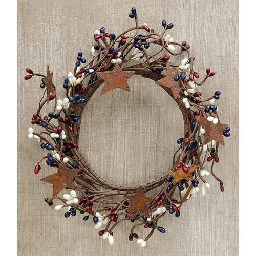 Americana Mix Pip Berry With Stars 8" Small Wreath Ring