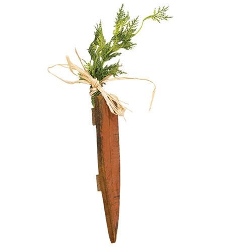 Rustic Wide Lath Wooden Carrot 11.5" Long