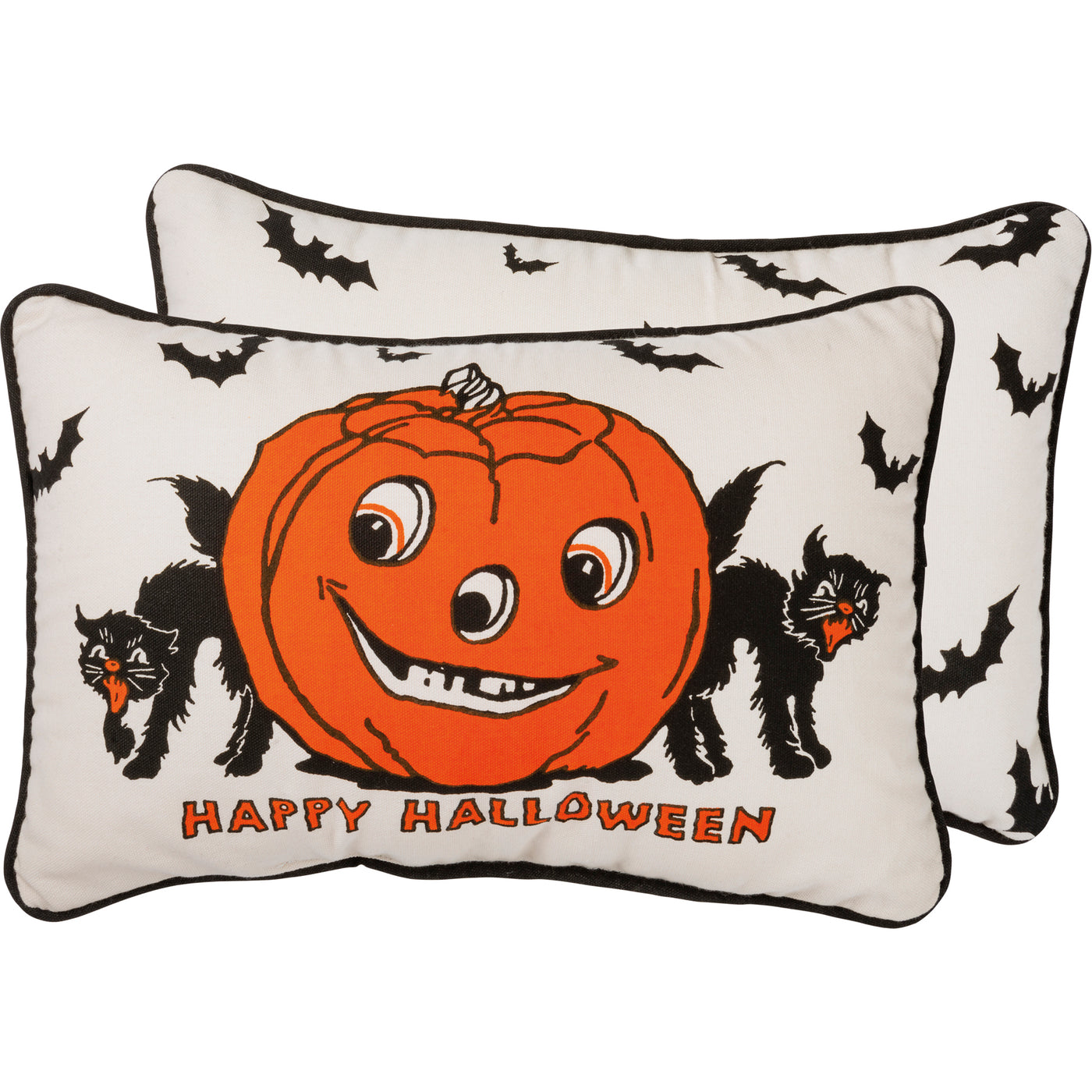 🎄💙 Retro Happy Halloween Jack and Cats Pillow